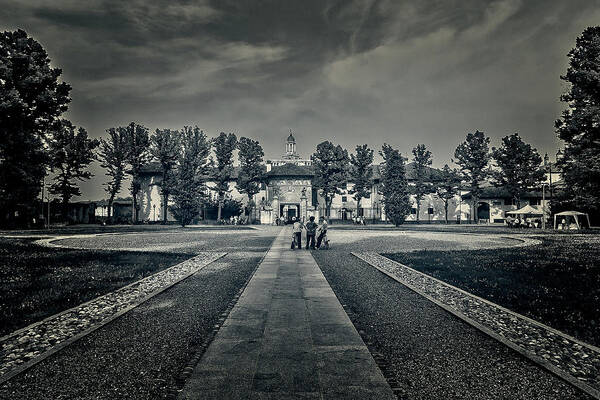Certosa Di Pavia Art Print featuring the photograph In front of monastery by Roberto Pagani