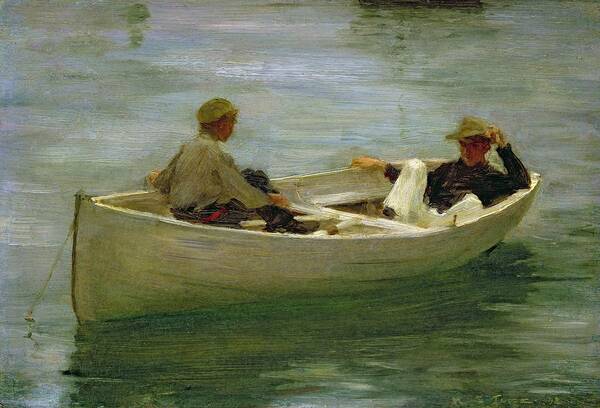 Rowing Art Print featuring the painting In the Rowing Boat by Henry Scott Tuke