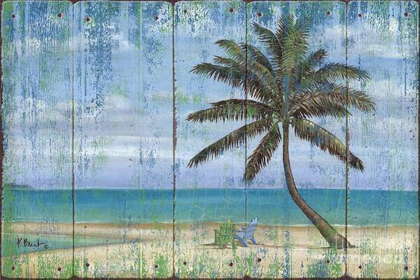Inlet Art Print featuring the painting Inlet Palm - Distressed by Paul Brent