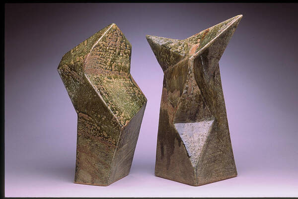  Slab Built Cone 6 Stoneware Art Print featuring the sculpture Interrelated Forms by Stephen Hawks