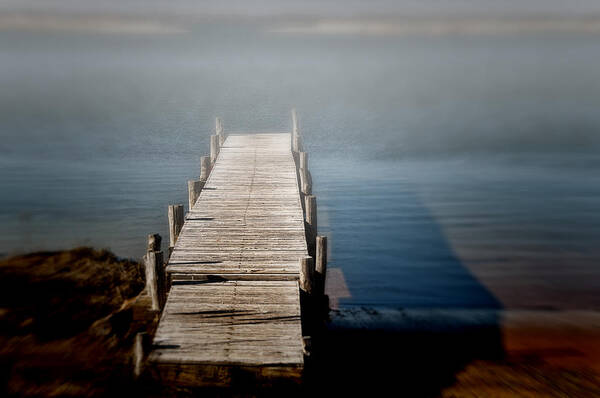 Dock Art Print featuring the photograph Into The Fog by Cathy Kovarik