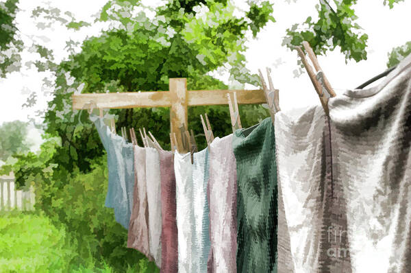 Washday Art Print featuring the photograph Iowa Farm Laundry Day by Wilma Birdwell