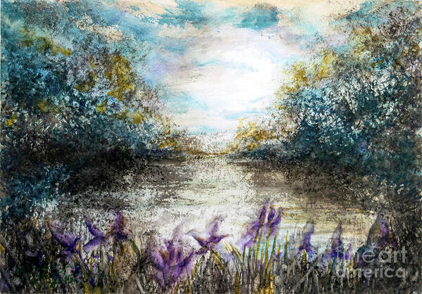 Landscape Art Print featuring the painting Iris Bayou by Francelle Theriot