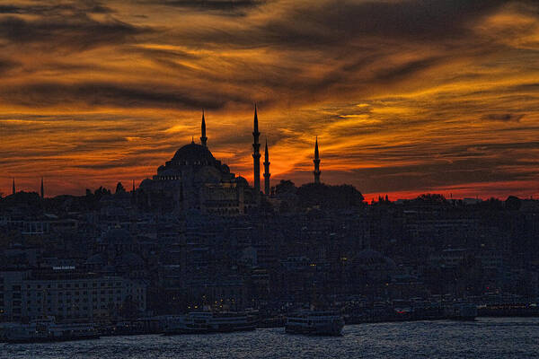 Dramatic Art Print featuring the photograph Istanbul Sunset - A Call to Prayer by David Smith