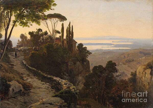 Oswald Achenbach Art Print featuring the painting Italian Landscape by MotionAge Designs