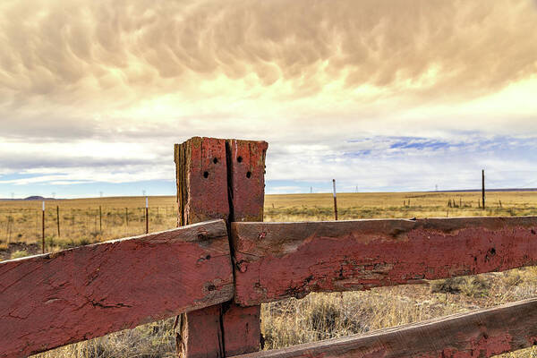 Clouds Art Print featuring the photograph It's the Fence by Jen Manganello