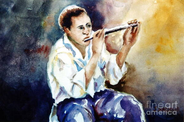 Portrait Art Print featuring the painting Jazz Player by Joyce Guariglia