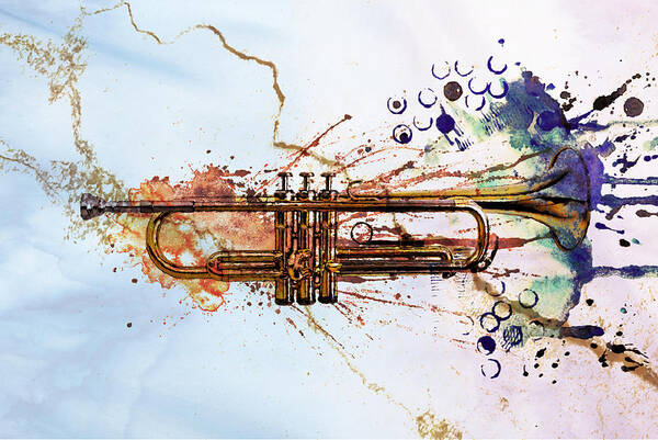 Jazz Art Print featuring the digital art Jazz Trumpet by David Ridley