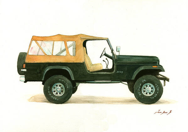 Jeep Art Print featuring the painting Jeep CJ8 by Juan Bosco