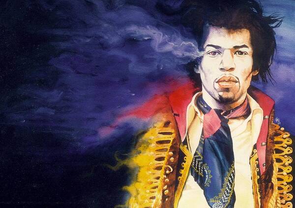 Hendrix Art Print featuring the painting Jimi Hendrix by Ken Meyer jr