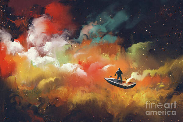 Art Art Print featuring the painting Journey To Outer Space by Tithi Luadthong