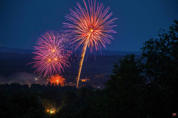 Fireworks Art Print featuring the photograph July Fourth by John Meader