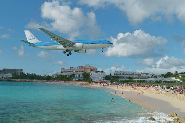 Klm Art Print featuring the photograph K L M at St. Maarten Airport by David Gleeson