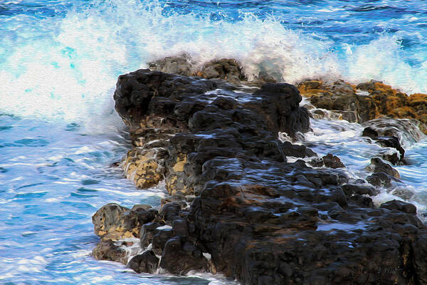 Bonnie Follett Art Print featuring the photograph Kauai Rock Splash by Bonnie Follett
