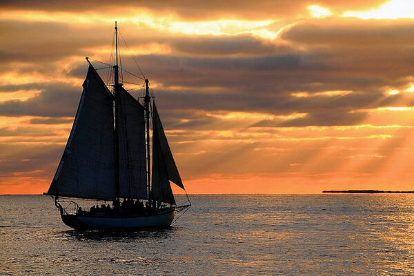 Water Art Print featuring the photograph Key West Sunset Sail 6 by Bob Slitzan