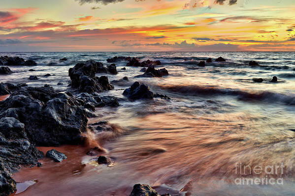 Kihei Art Print featuring the photograph Kihei Sunset by Eddie Yerkish