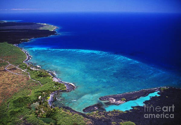 Above Art Print featuring the photograph Kiholo Bay Aerial by Peter French - Printscapes