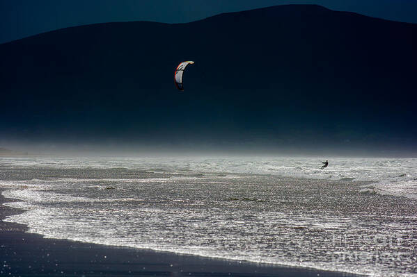 Kite Surfer Art Print featuring the photograph Kite Surfer at the Coast of Ireland by Andreas Berthold
