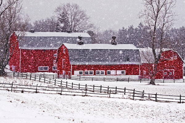 Farm Art Print featuring the photograph Knox Farm Snowfall by Don Nieman