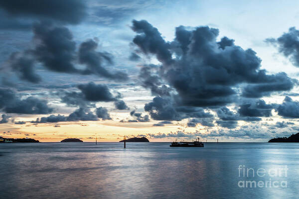 Coastline Art Print featuring the photograph Kota Kinabalu sunset by Didier Marti