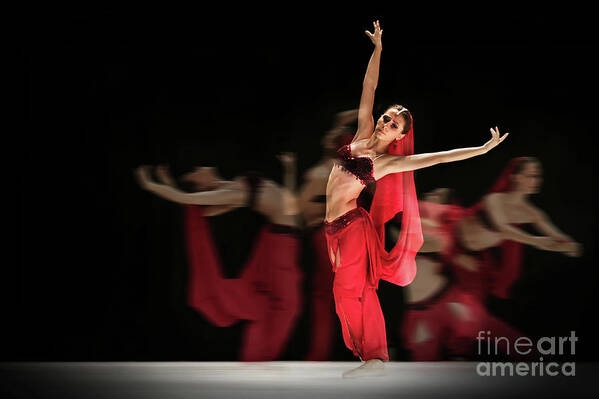 Ballet Art Print featuring the photograph La Bayadere Ballerina in red tutu ballet by Dimitar Hristov