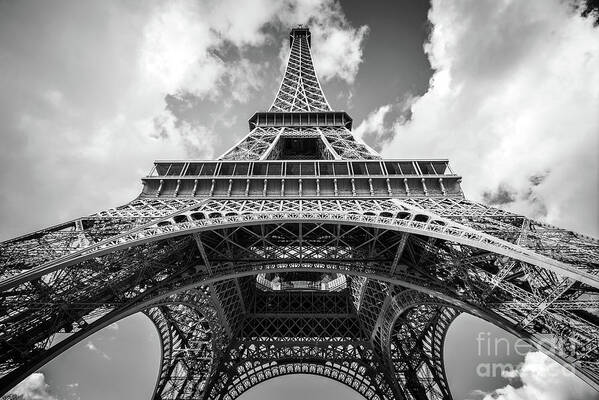 Eiffel Art Print featuring the photograph Eiffel tower in black and white, Paris by Delphimages Paris Photography