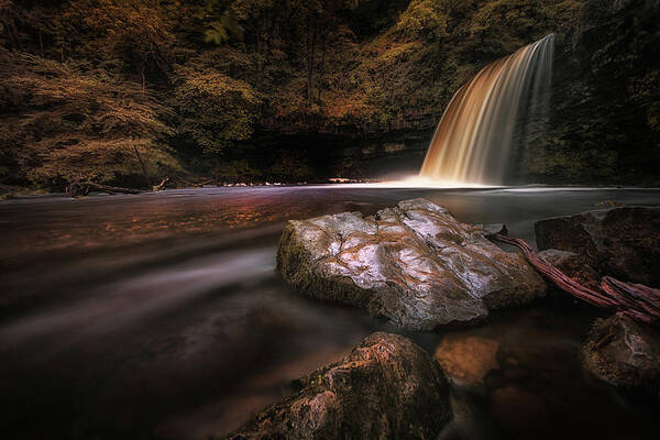 Sgwd Gwladus Art Print featuring the photograph Lady Falls Waterfall Country by Leighton Collins
