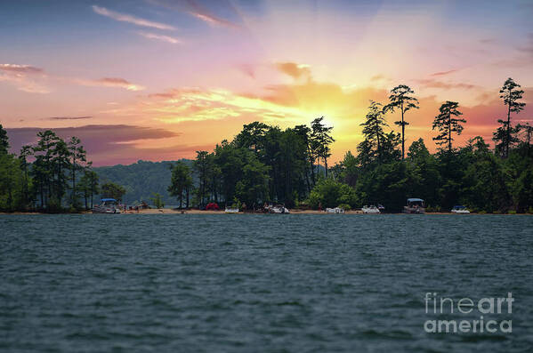 Sunrise Art Print featuring the photograph Lake Hartwell Sunrise in Anderson SC by Dale Powell