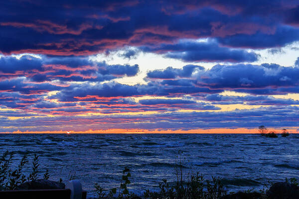 Door County Art Print featuring the photograph Lake Michigan Windy Sunrise by Joni Eskridge