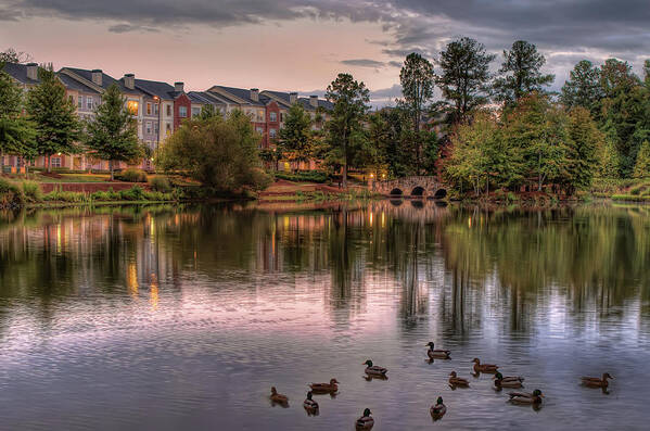 Atlanta Art Print featuring the photograph Lakeside at Milton Park by Anna Rumiantseva