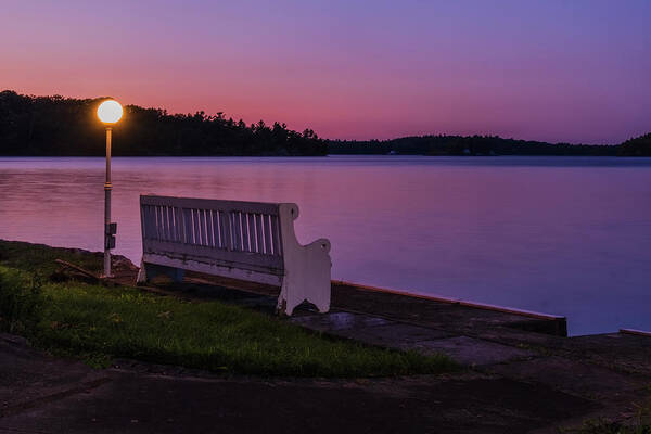 St Lawrence Seaway Art Print featuring the photograph Lamp And Bench by Tom Singleton