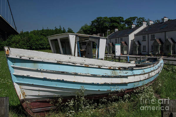 Boat - Cottages - England - Uk - Derelict Art Print featuring the photograph Landlocked by Chris Horsnell