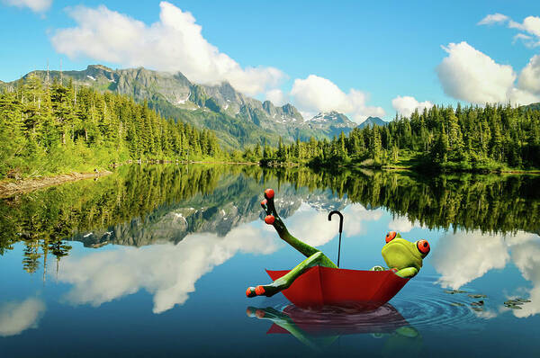 Frog Art Print featuring the digital art Lazy days by Nathan Wright