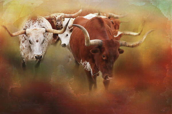 Longhorn Art Print featuring the photograph Leading the Herd by Toni Hopper