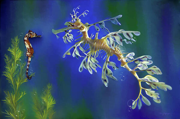 Sea Dragon Art Print featuring the digital art Leafy Sea Dragon by Thanh Thuy Nguyen