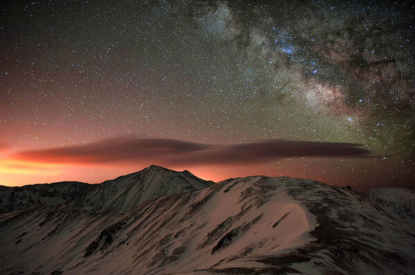 All Rights Reserved Art Print featuring the photograph Lenticular Mountain Milky Way by Mike Berenson
