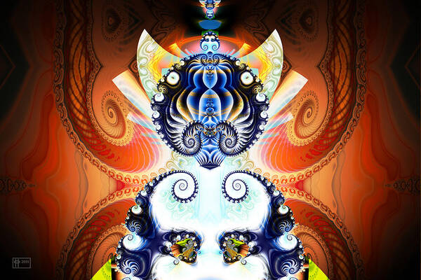 Jim Pavelle Art Print featuring the digital art Li Shou - Ancient Chinese Cat Goddess by Jim Pavelle