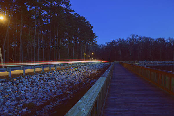 Light Art Print featuring the photograph Light Trails on Elbow Road by Nicole Lloyd