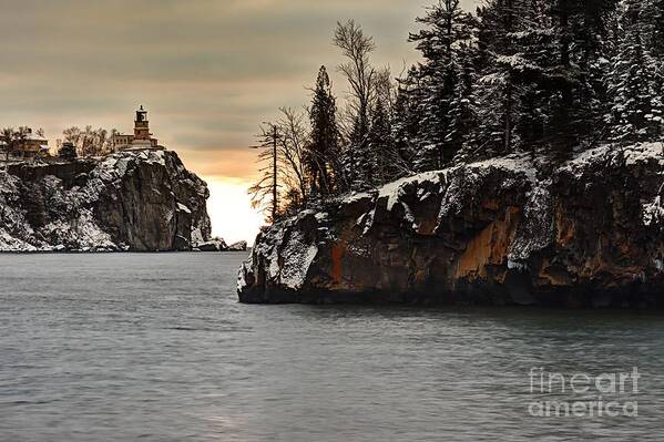 Photography Art Print featuring the photograph Lighthouse and Island at Dawn by Larry Ricker