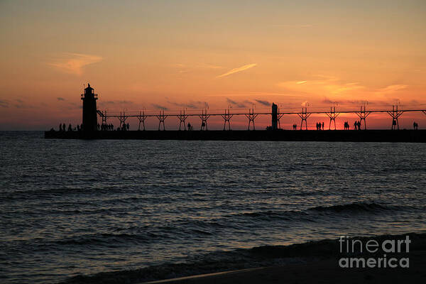 Lighthouse Art Print featuring the photograph Lighthouse at Sunset by Timothy Johnson