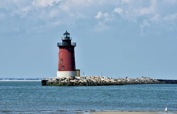 Delaware Breakwater Lighthouse Art Print featuring the photograph Delaware Breakwater East End Lighthouse - Lewes Delaware by Brendan Reals