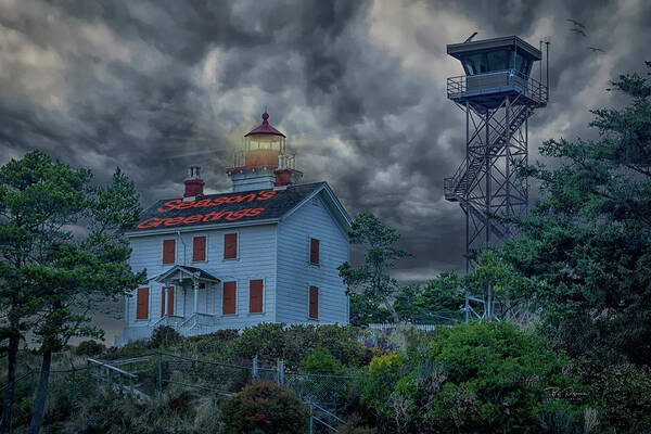 Christmas Art Print featuring the photograph Lighthouse Greetings by Bill Posner
