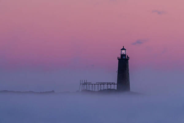 Maine Art Print featuring the photograph Lighthouse in the Clouds by Colin Chase