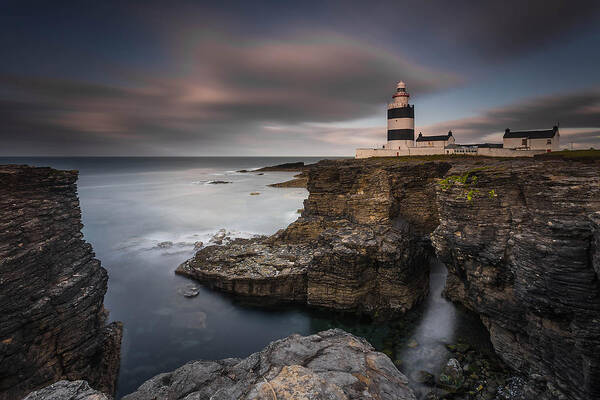 Landscape Art Print featuring the photograph Lighthouse On Cliffs by Grzegorz Wanowicz