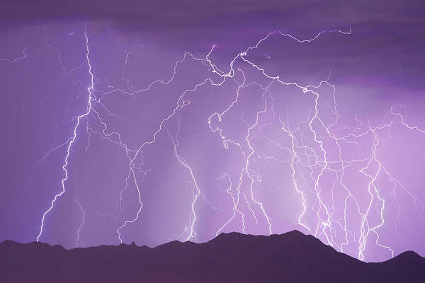 Lightning Art Print featuring the photograph Lightning over the Mountains by James BO Insogna