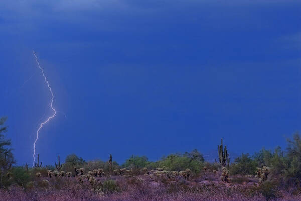 Lightning Art Print featuring the photograph Lightning Strike in The Desert by James BO Insogna