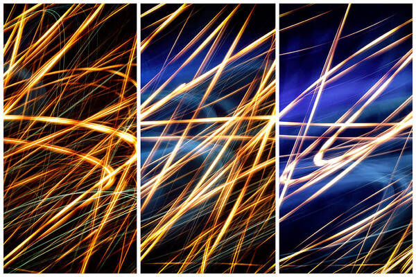 Light Painting Art Print featuring the photograph Lightpainting Triptych Wall Art Print Photograph 6 by John Williams