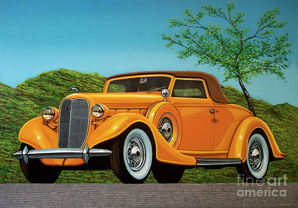 Lincoln K Convertible Art Print featuring the painting Lincoln K Convertible 1935 Painting by Paul Meijering