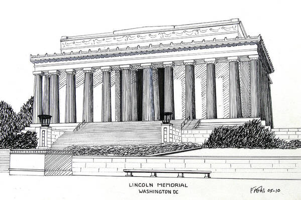 Ink Drawings Art Print featuring the drawing Lincoln Memorial by Frederic Kohli Ink Drawings Art Print featuring the drawing Lincoln Memorial by Frederic Kohli