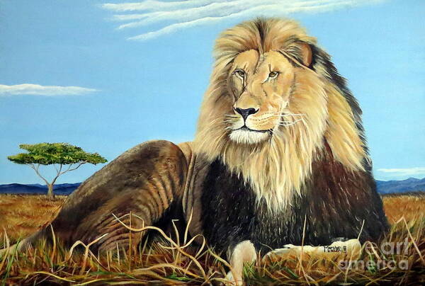 Africa Art Print featuring the painting Lions Pride by Marilyn McNish